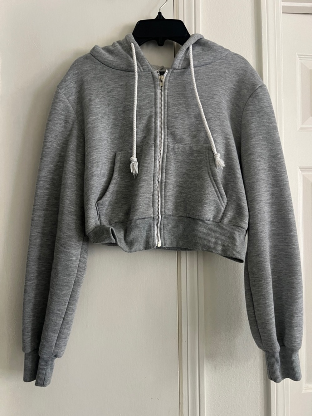 SHEIN Gray Fleece-Lined Hooded Zip Jacket